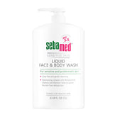 SEBAMED botella 1L frente, ideal para piel sensible y uso diario.