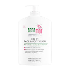 SEBAMED limpiador líquido para rostro y cuerpo con dispensador, suave para piel sensible.