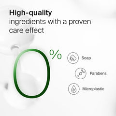 SEBAMED bomba aplicada, limpieza diaria suave para rostro y cuerpo.