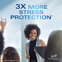 Secret Clinical Strength 3x Stress Protection swatch demonstrates enhanced comfort during tense moments