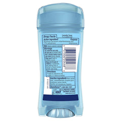 Secret desodorante gel, aplicación rápida y secado claro, sin manchas.