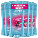 Secret desodorante para mujer en gel transparente, aplicación suave.