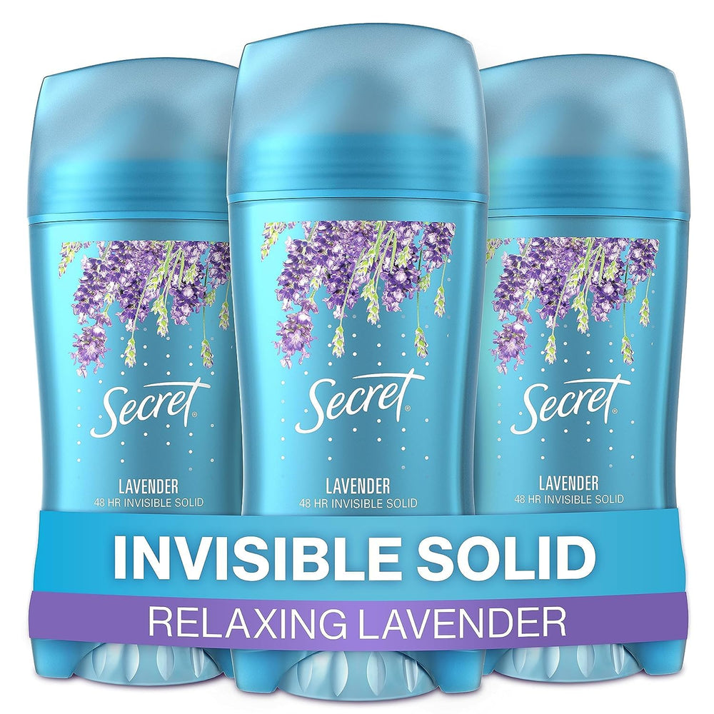 Secret Lavanda desodorante invisible sólido 2-6oz paquete de tres para uso diario.