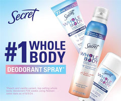 Secret whole body deodorant cream underarm application shows smooth glide.