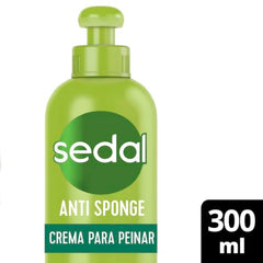 Sedal Antiesponja primer plano crema para peinar, textura cremosa.