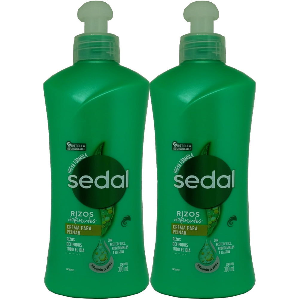 Sedal Rizos Definidos crema para peinar, definición duradera en botella de 300 ml.