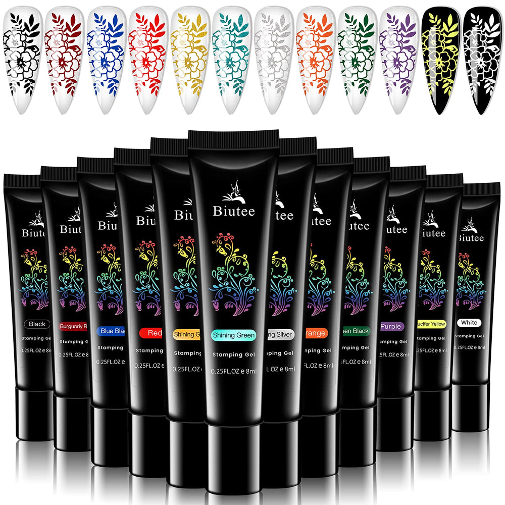 Gel SEISSO de estampado para uñas con 12 colores para diseños duraderos.