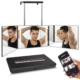 Self-Cut System: espejo 3 vías con luces para cortes precisos en casa.