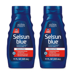 Champú anti-caspa Selsun Blue con mentol en botella de 11 onzas para alivio refrescante.