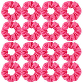 Semato scrunchies satinados rosa fucsia: juego de 16 para peinados y recogidos.