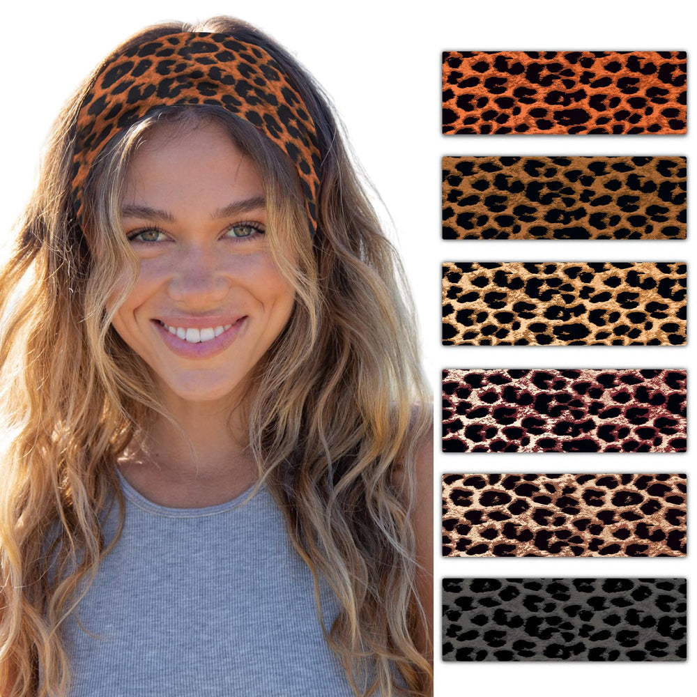 SENMAY diadema para mujer con diseño leopard, ideal para entrenamientos y uso diario.