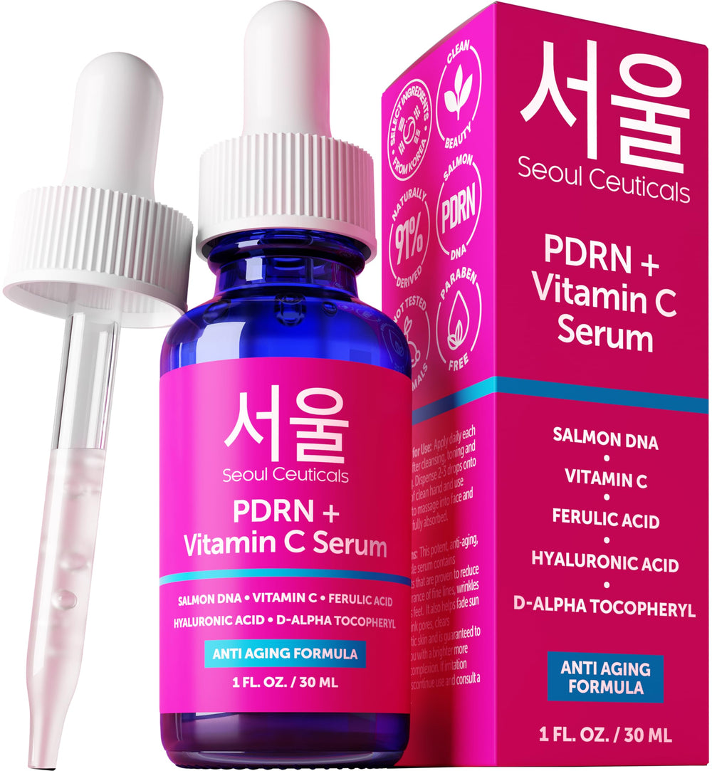 SeoulCeuticals PDRN Serum bottle with dropper highlights hydration support.