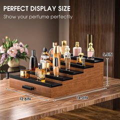 Sephyroth organizador de perfumes en bambú, cajón deslizante para accesorios pequeños.