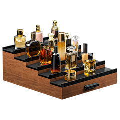 Sephyroth organizador de perfumes en bambú, vista frontal, ideal para exhibir fragancias con estilo.