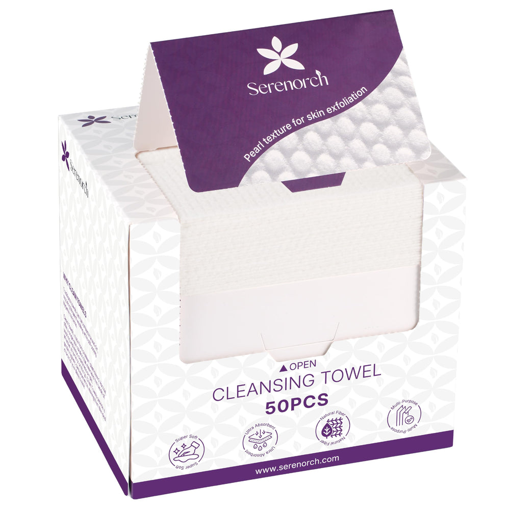 Serenorch toallas faciales desechables XL cubren rostro y cuello con suavidad.
