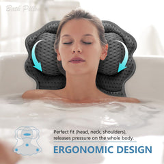 SetSail Almohada para baño, vista trasera, ventosas fuertes para fijación estable.