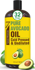 Seven Minerals Aceite de Aguacate, botella vertiendo, hidratación suave para cabello y piel
