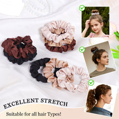 SEVEN STYLE Ultra-Petite satin scrunchies rubio, tono neutro para looks diarios sin pliegues