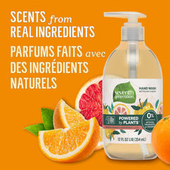 Jabón manos Seventh Generation, etiqueta clara, ingredientes basados en plantas.