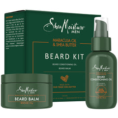 Aceite para barba SheaMoisture en botella, ofrece hidratación y suavidad.