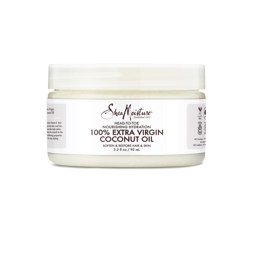 SheaMoisture Aceite de Coco Virgen Extra, frasco de 90 ml para cuidado de piel.