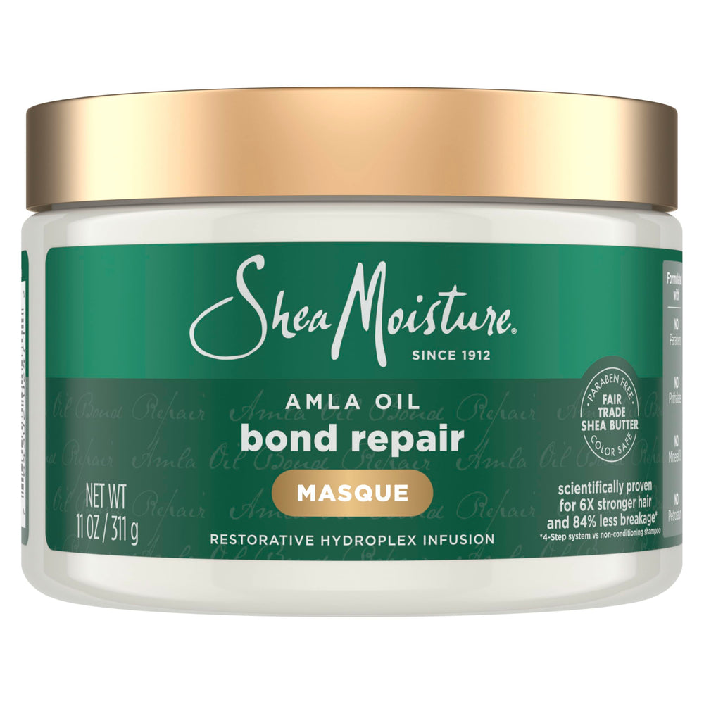 SheaMoisture Bond Repair Mascarilla reparadora con aceite amla para cabello fuerte.