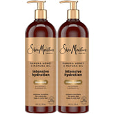 SheaMoisture champú miel manuka botella, hidratación intensa para rizos.