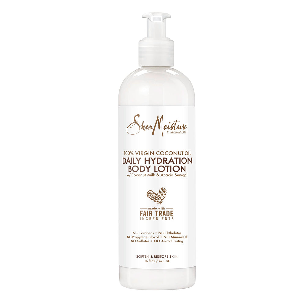 Sheamoisture Daily Hydration Lotion bottle front offers hydration for all skin types.