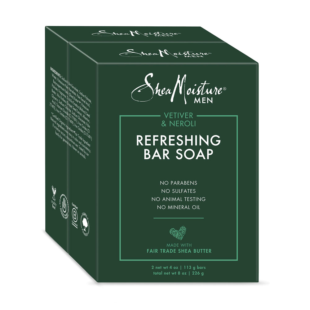 Jabón SheaMoisture en barra para hombres Vetiver y Neroli, aroma vigorizante para uso diario
