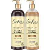 SheaMoisture Jamaica Black Castor Oil champú: botella para fortalecimiento capilar.