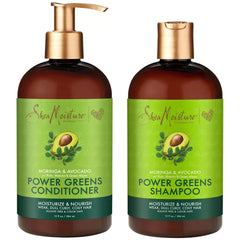 SheaMoisture champú Verdes Potentes botella, limpieza suave para rizos naturales