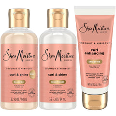 SheaMoisture pack viaje: champú Coco Hibisco vertido suave para rizos definidos.