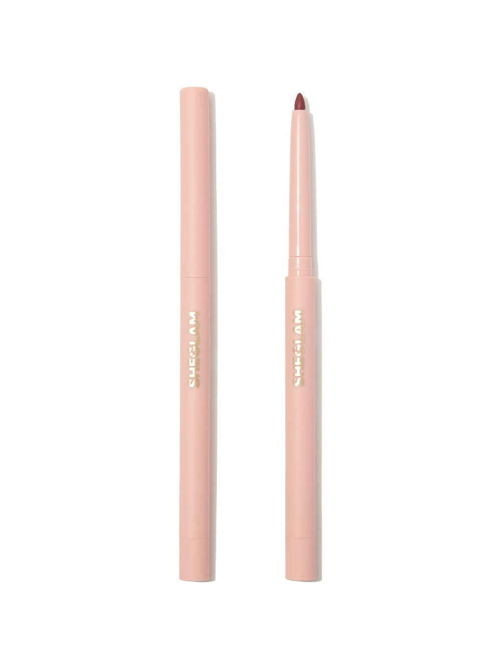 SHEGLAM delineador labial crema Misty Rose con afilado incorporado para retoques precisos.