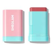 SHEGLAM Glass Glow Blush Stick muestra textura cremosa para rubor radiante.