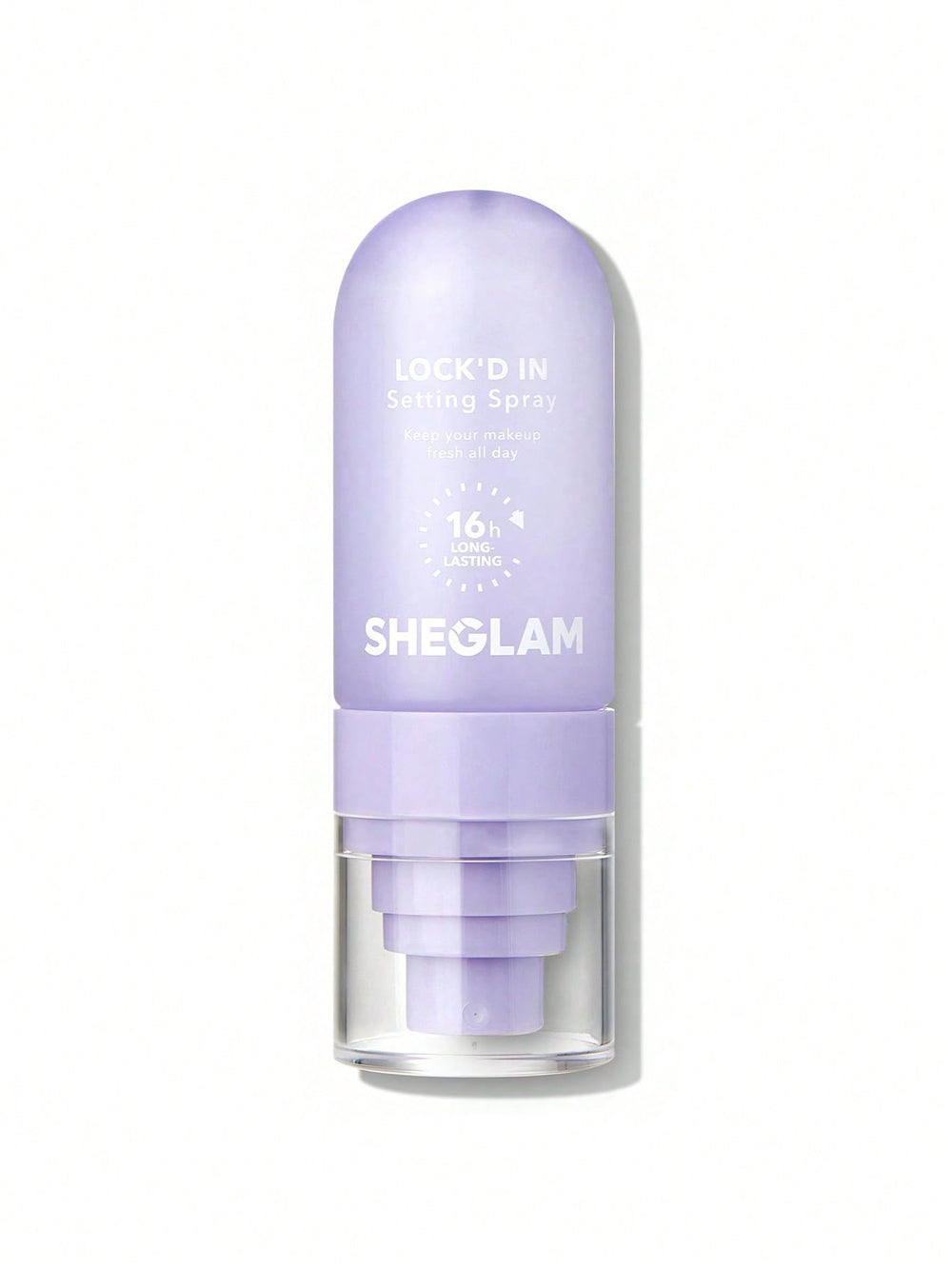 SHEGLAM Lock'd In Setting Spray, envase mate, fijación duradera para todo el día.