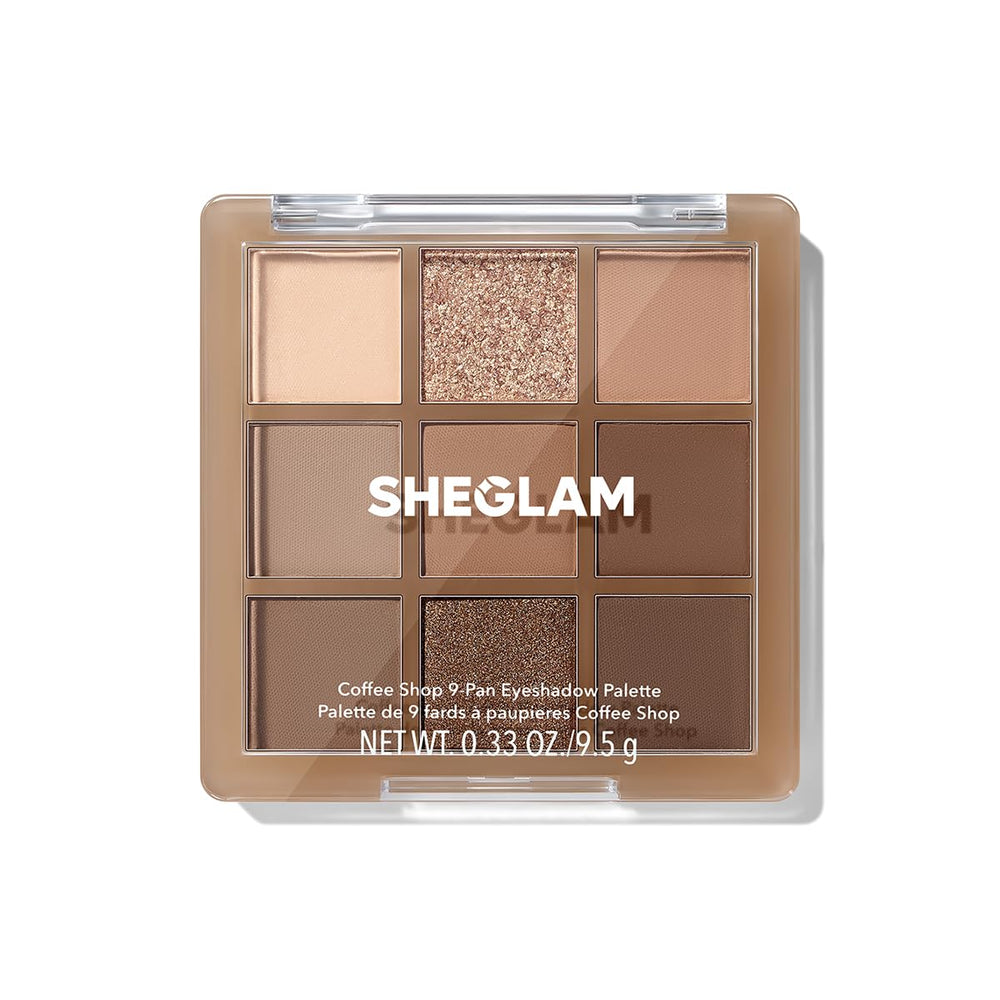 SHEGLAM Paleta de sombras 9 colores, frente, para looks suaves o dramáticos.