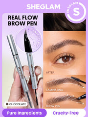 SHEGLAM Real Flow Lapiz Cejas Laminado Chocolate con doble punta para precisión.