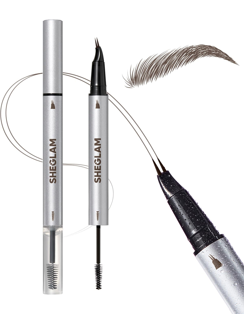 SHEGLAM Real Flow Lapiz Cejas Laminado Chocolate con trazos naturales para cejas definidas.