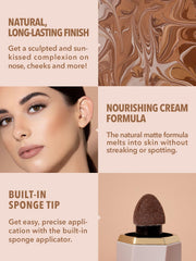 SHEGLAM Sun Sculpt tono miel cálido realza rasgos con bronceado natural.