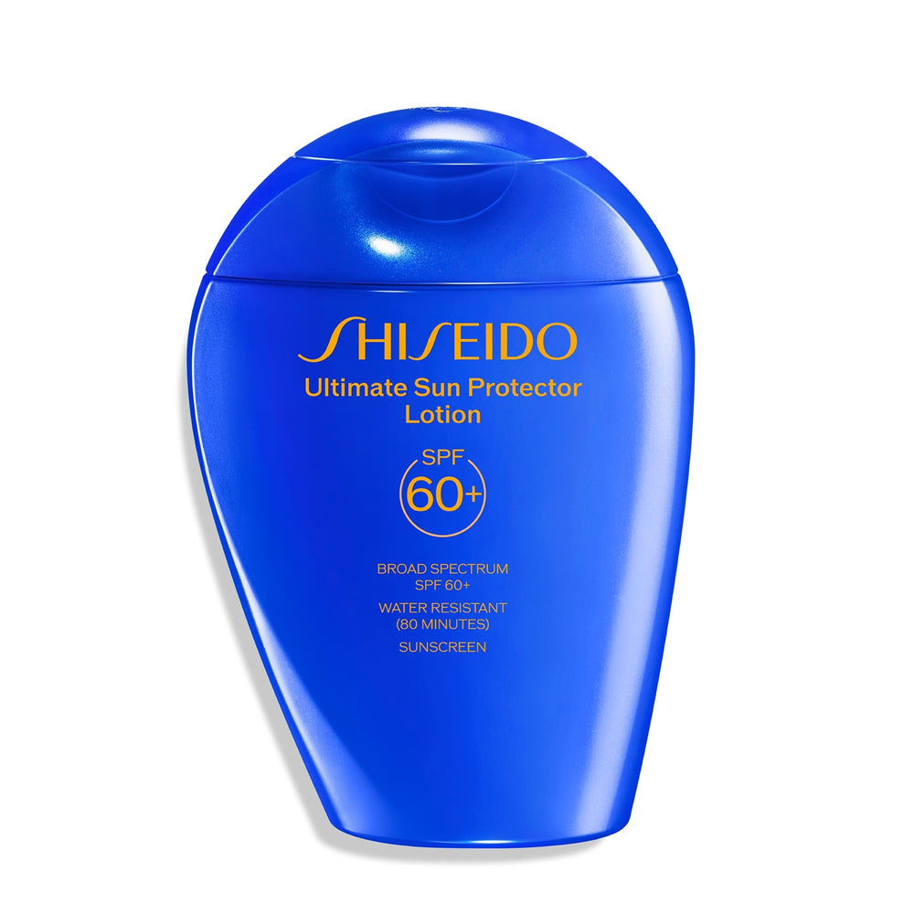 Shiseido Ultimate Sun Protector Lotion, empaque frontal, listo para uso diario.