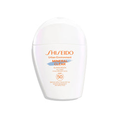Shiseido Urban Environment Mineral Clear SPF 50 frente: protección diaria sin irritación.