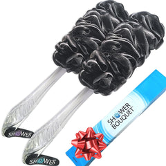 Shower Bouquet Loofa Carbón escobilla espalda, paquete doble para exfoliación suave.