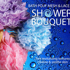 Shower Bouquet lufa-encaje-malla azul claro: exfoliación suave y secado rápido