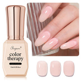 SHOYUM esmalte gel nude pink en envase, tono suave para manicura casera.