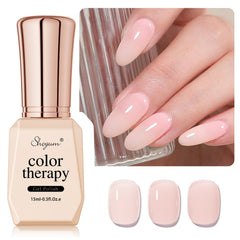 SHOYUM esmalte gel nude pink en envase, tono suave para manicura casera.