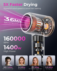 SHRATE motor sin escobilla de 160000rpm para un secado potente y estable.