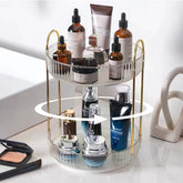 Shuang Qing organizador giratorio de 2 niveles, acceso rápido a maquillaje y productos