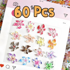 Diseños SHUXILIN flor veraniegos con brillos para uñas.