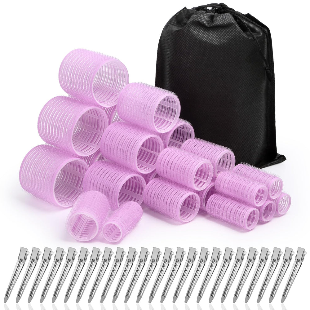 Shynek rodillos para pelo conjunto 48 rojos rosados, para crear rizos con volumen.