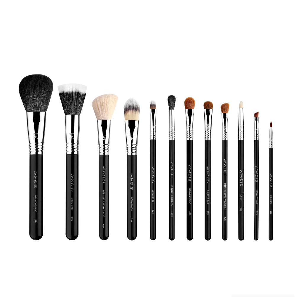 Sigma Beauty pinceles profesionales 12-set CK001 para rostro y ojos con acabado suave.